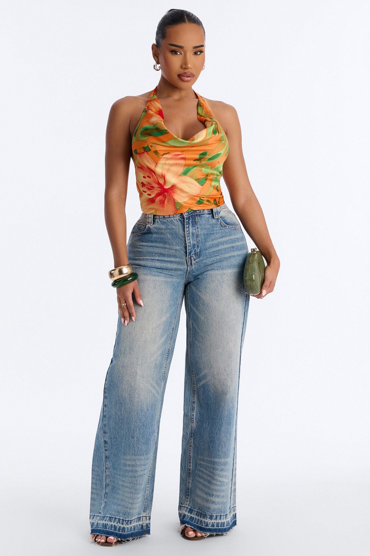 Vitamin Sea Overdose Tie Back Floral Satin Top - Multi Color