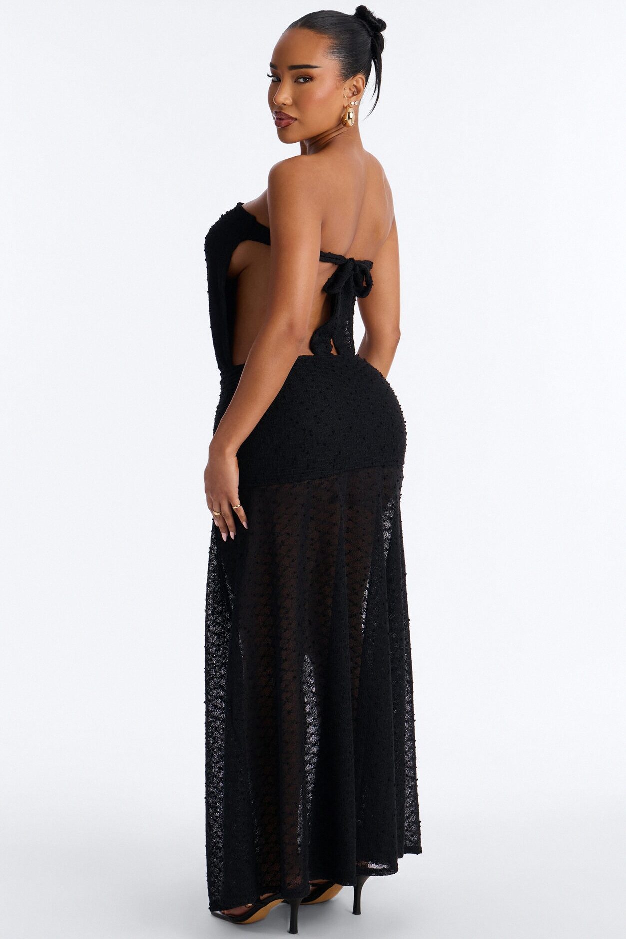 Sunset Dreaming Strapless Textured Maxi Dress - Black