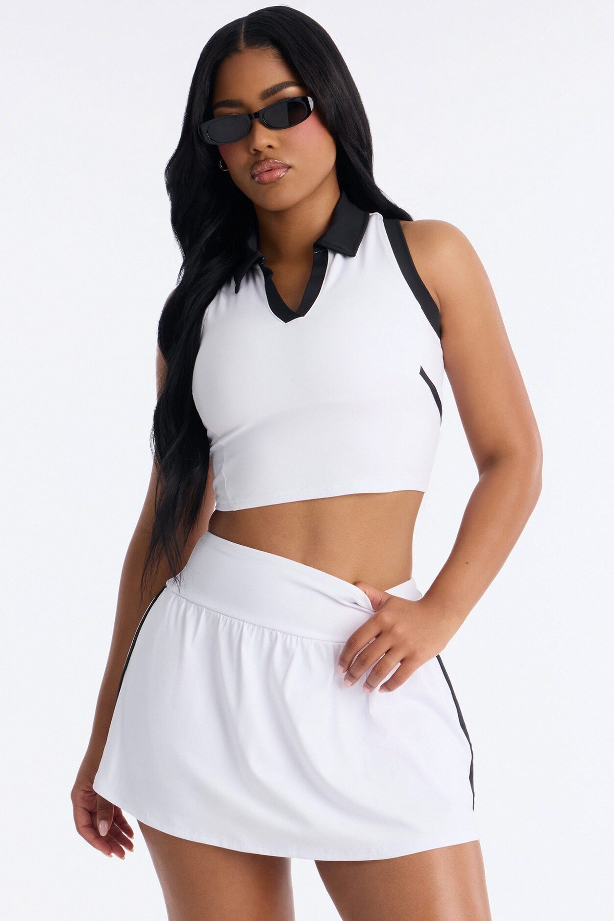 Courtside Cutie Mini Skirt Set - White/Black