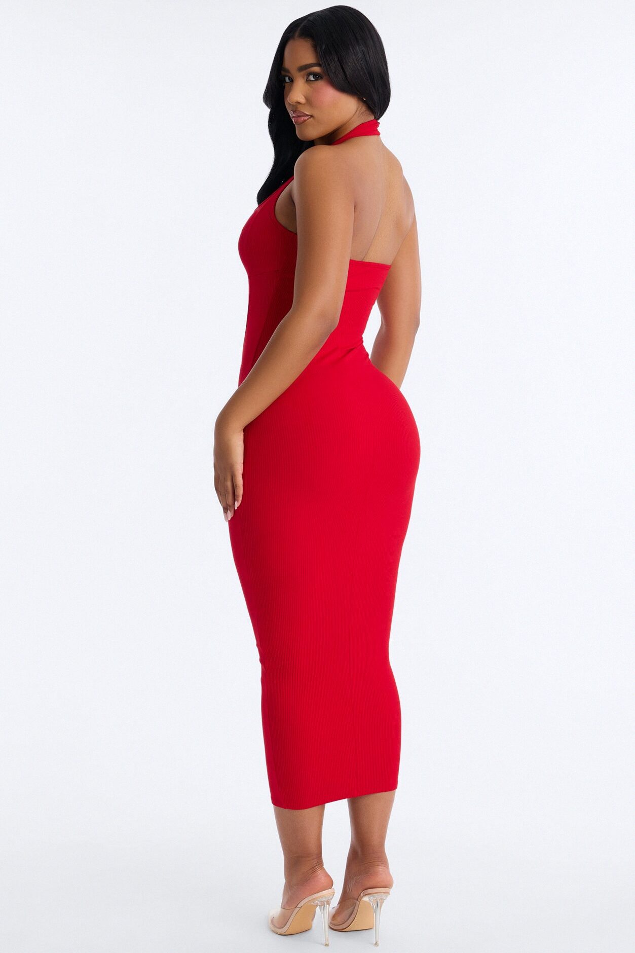 Natalia Halter Snatched Maxi Dress - Red
