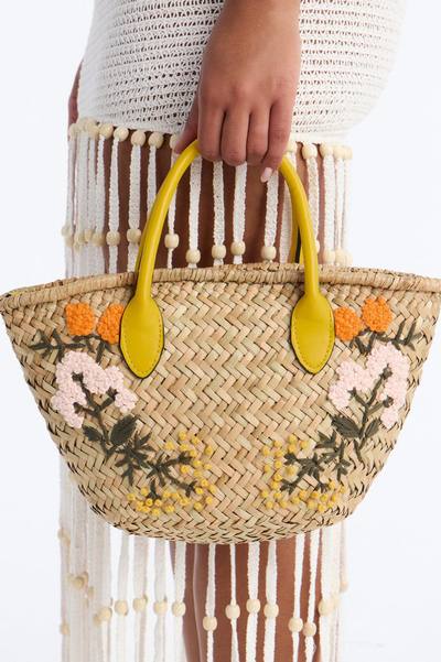 Full Of Flowers Straw Tote Bag - Natural/Combo