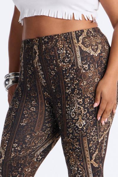 Boho Dreams Abstract Paisley Flare Pant - Brown/combo