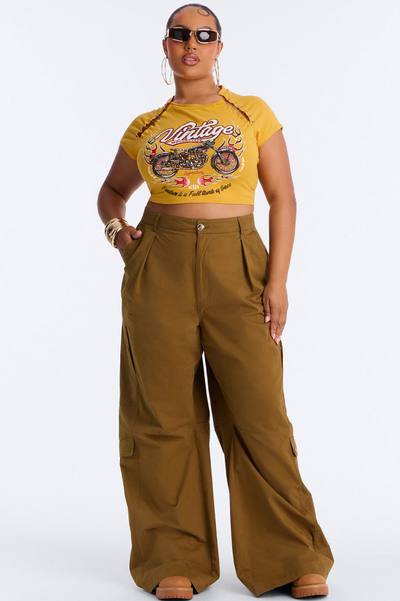 Lyla High Rise Wide Leg Cargo Pant 32″ - Olive