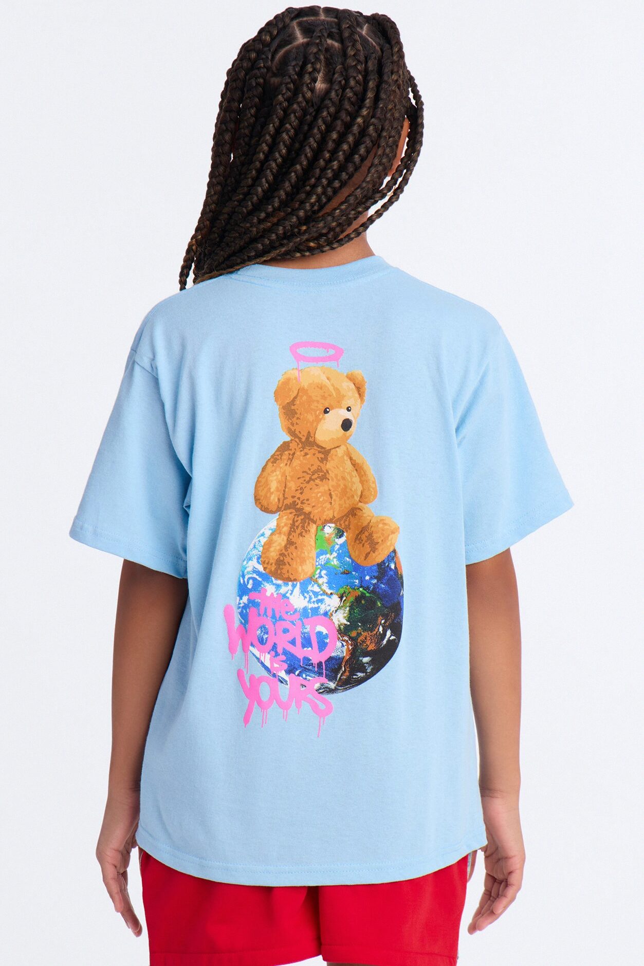 Mini This World Is Yours Short Sleeve Tee - Light Blue