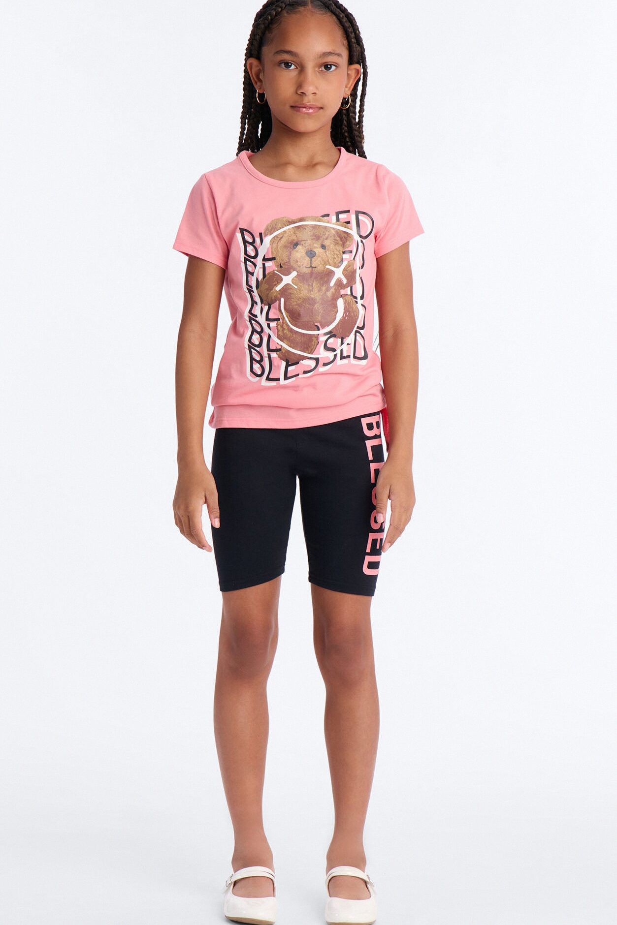 Mini Blessed Vibes Forever Short Set - Coral/combo