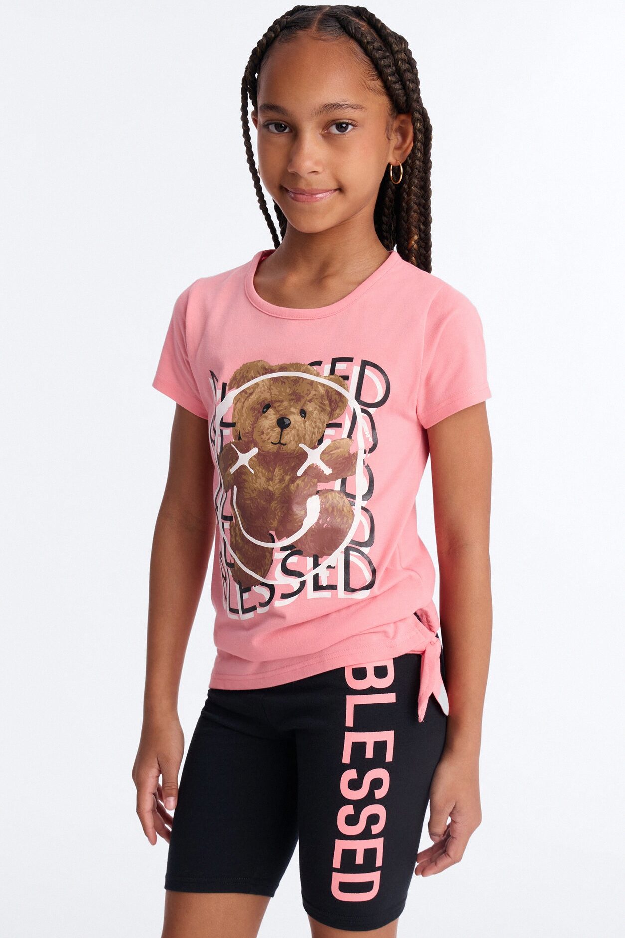 Mini Blessed Vibes Forever Short Set - Coral/combo
