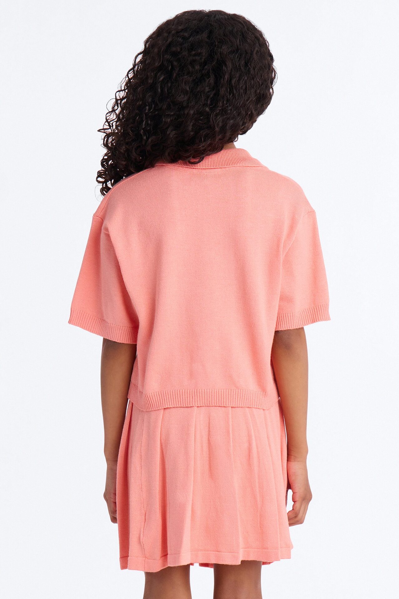 Mini Heartbeats In Harmony Pleated Mini Skirt Set - Coral