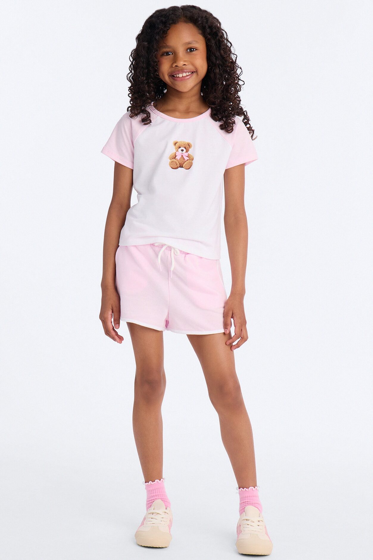 Mini Beary Grateful Short Set - Pink/combo