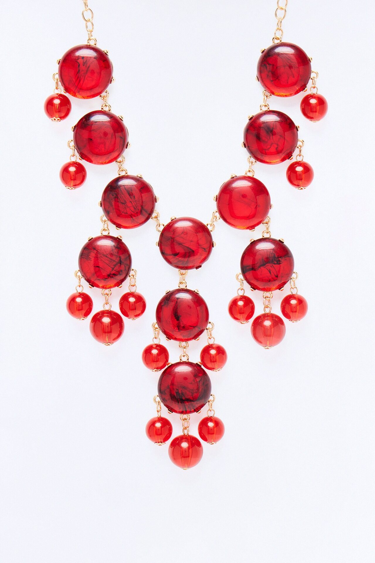 Zamaria Jeweled Layered Necklace - Gold/Red
