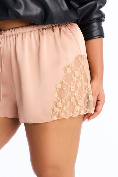 Penelope Lace Trim Satin Short 1.5″ - Terracotta