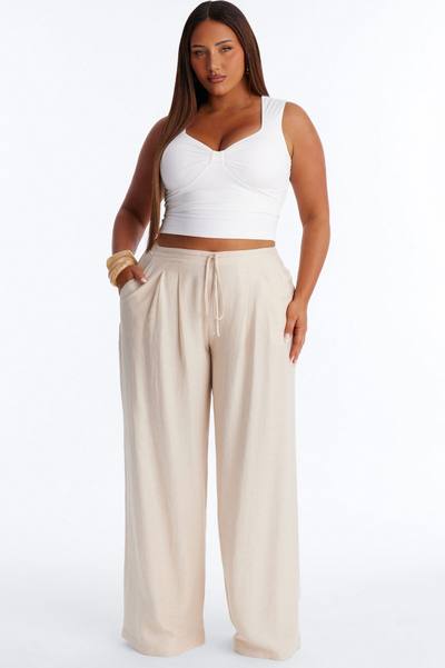 Run The City Linen Wide Leg Pants 33″ - Natural