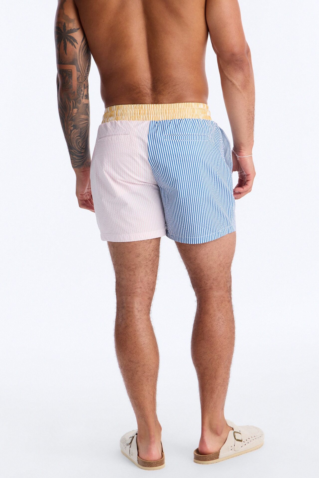 Day Party Seersucker Striped Swim Trunk 6″ - Multi Color