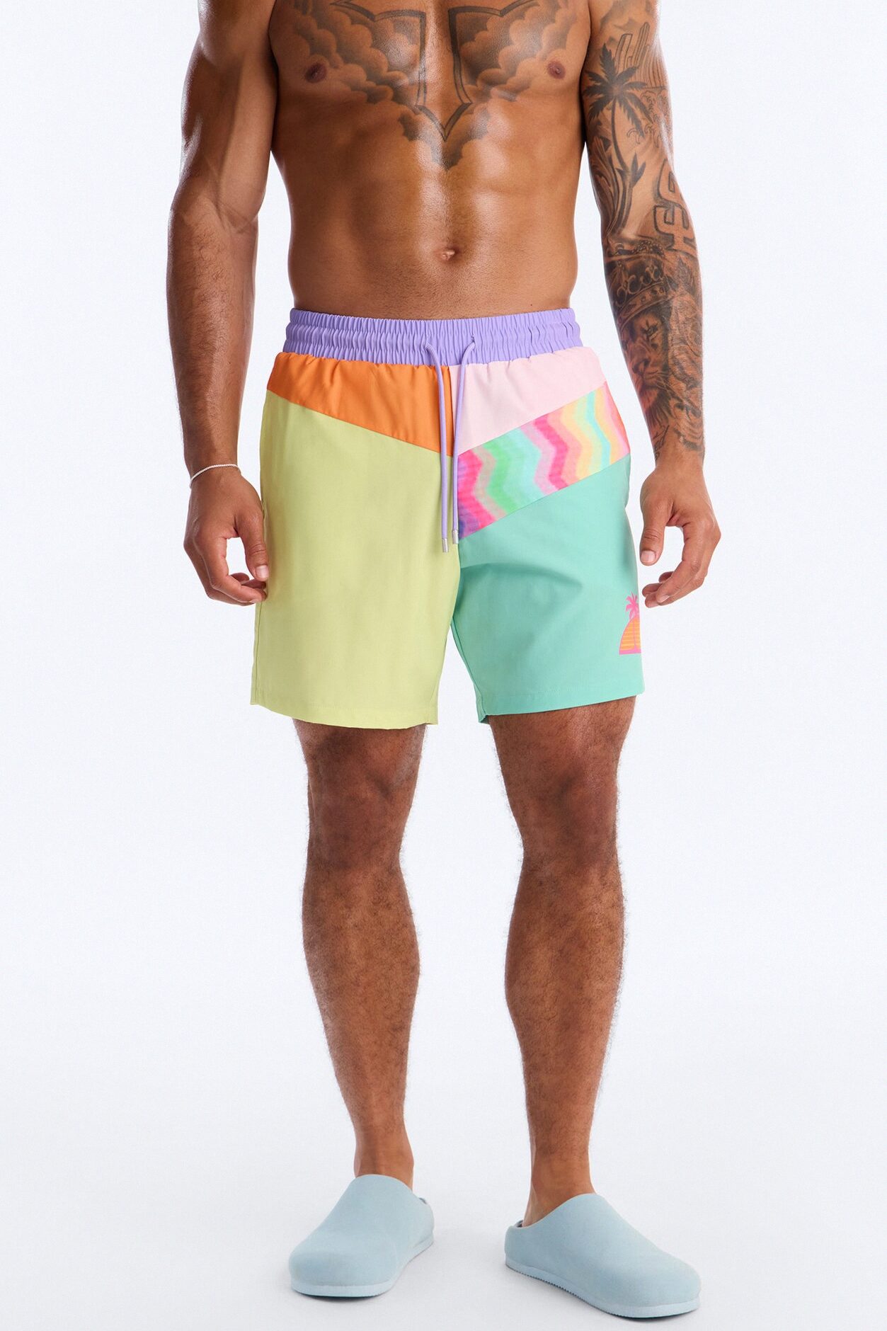 Spring Break Paneled Swim Trunk 7″ - Multi Color