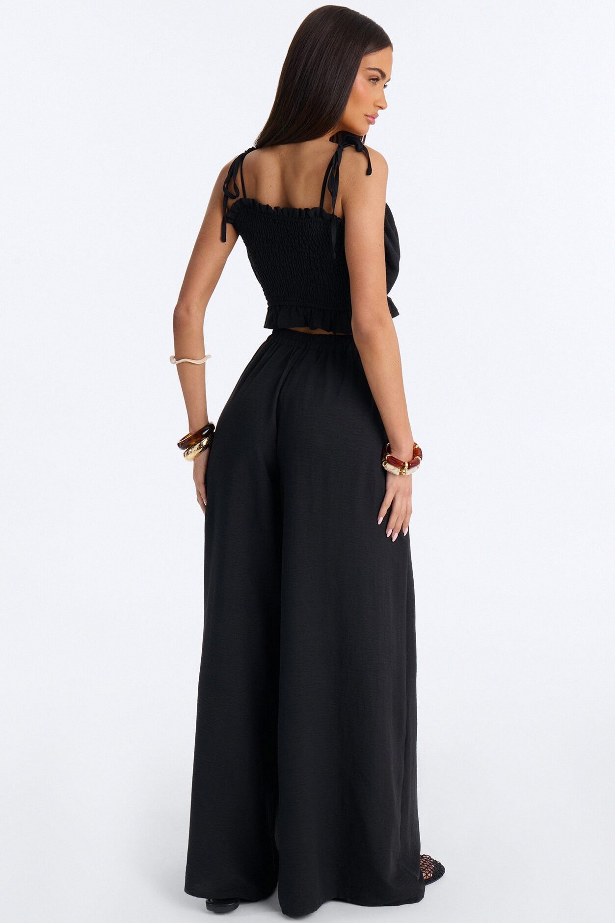 Kenya Wide Leg Pant Set - Black