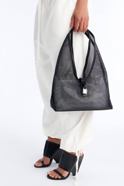 See Right Through You Mesh Shoulder Bag - Black