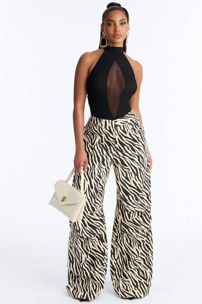 Daring Zebra Wide Leg Pleated Pants 33″ - Black/combo