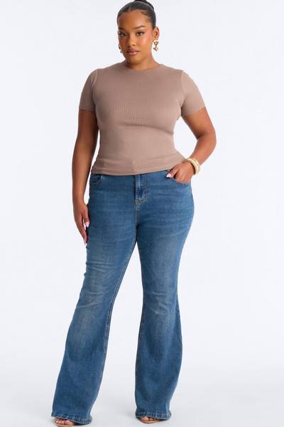 Chloe Crew Neck Short Sleeve Tee - Taupe