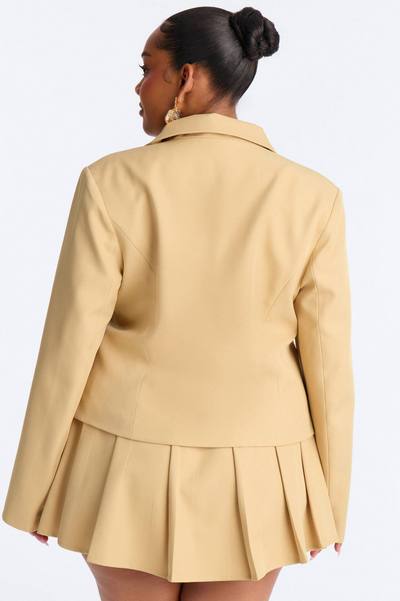 Walk the Talk Fitted Collared Blazer - Khaki