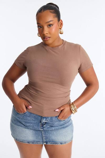 Camilla Classic Fit Crew Neck Tee - Taupe