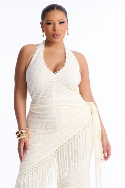 Mariah Jumpsuit And Tie Waist Scarf Set - Cream