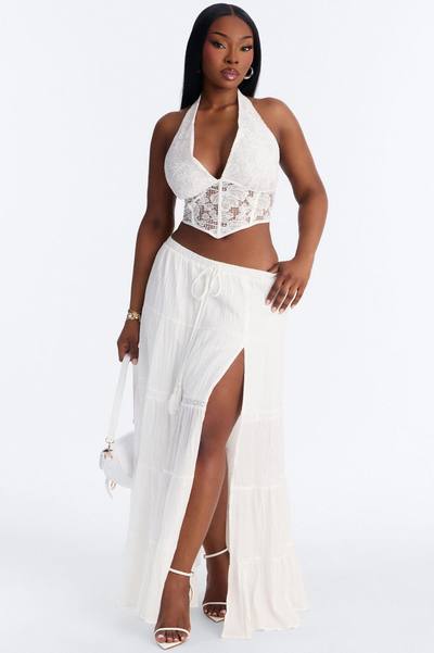 Bohemian Bliss Tiered Gauze Maxi Skirt - White