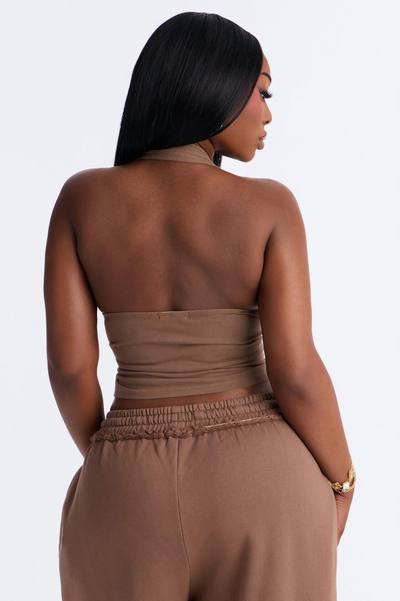 Play Hard To Get Halter Top - Brown