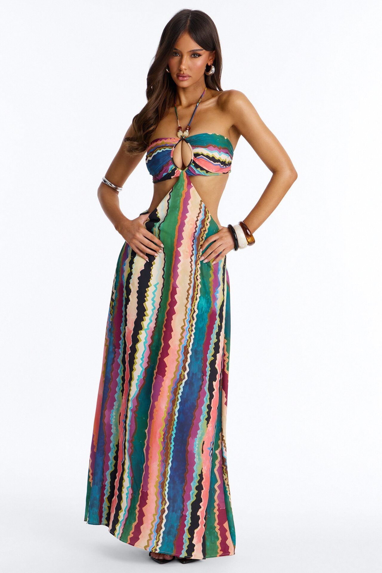 Leah Cut Out Maxi Dress - Multi Color