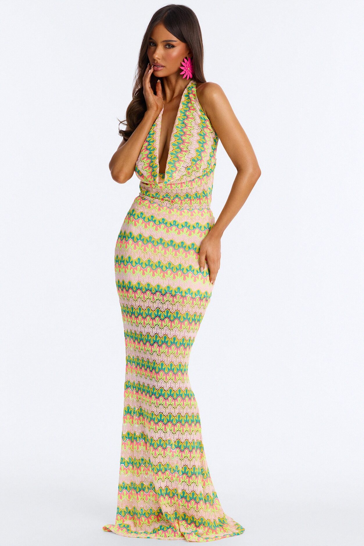 Out All Summer Crochet Maxi Dress - Multi Color