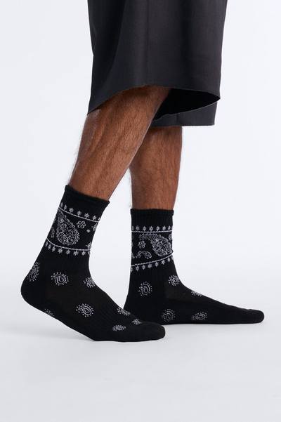 Paisley Bandana Crew Socks - Black