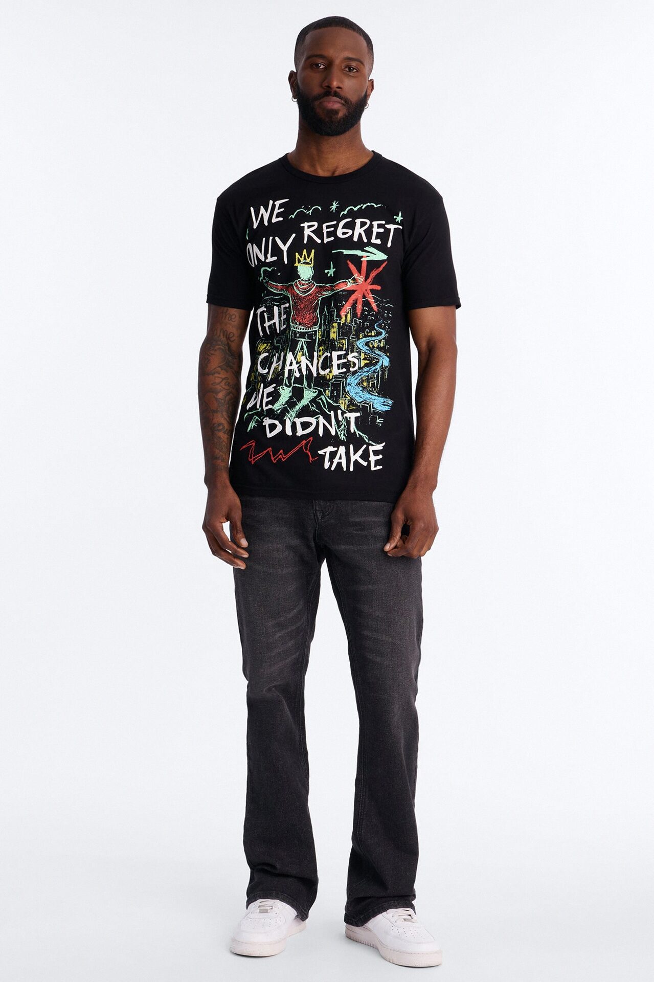 Fortunate Favors The Bold Puff Print Short Sleeve Tee - Black