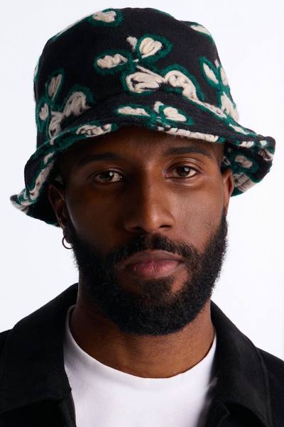 Midnight Bloom Bucket Hat - Black