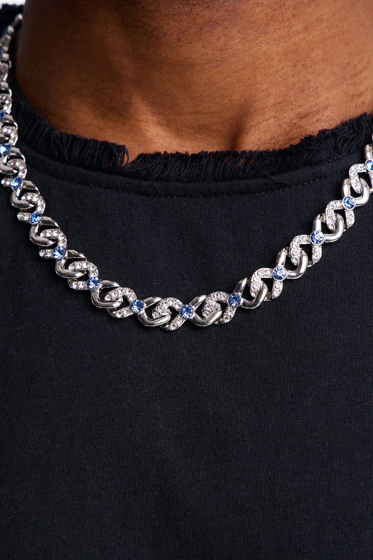 Frosted Tide Chain Necklace - Silver