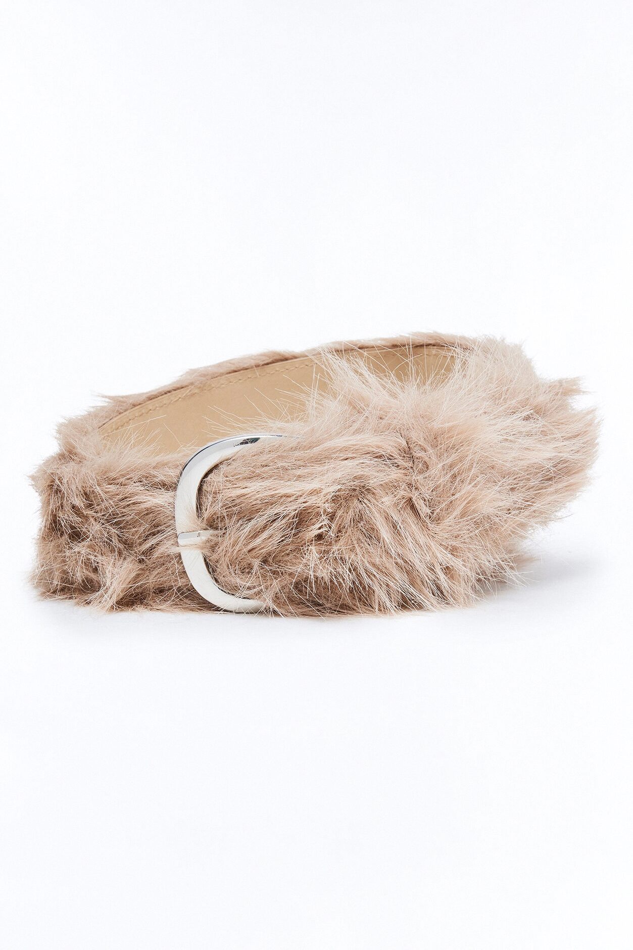 Faux Fur Pin Buckle Belt - Taupe