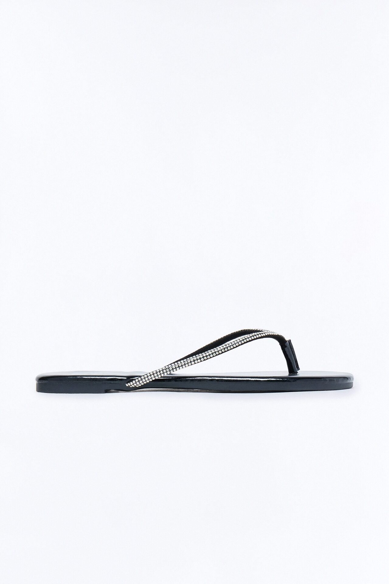 Kiko Rhinestone Trim Flip Flops - Black