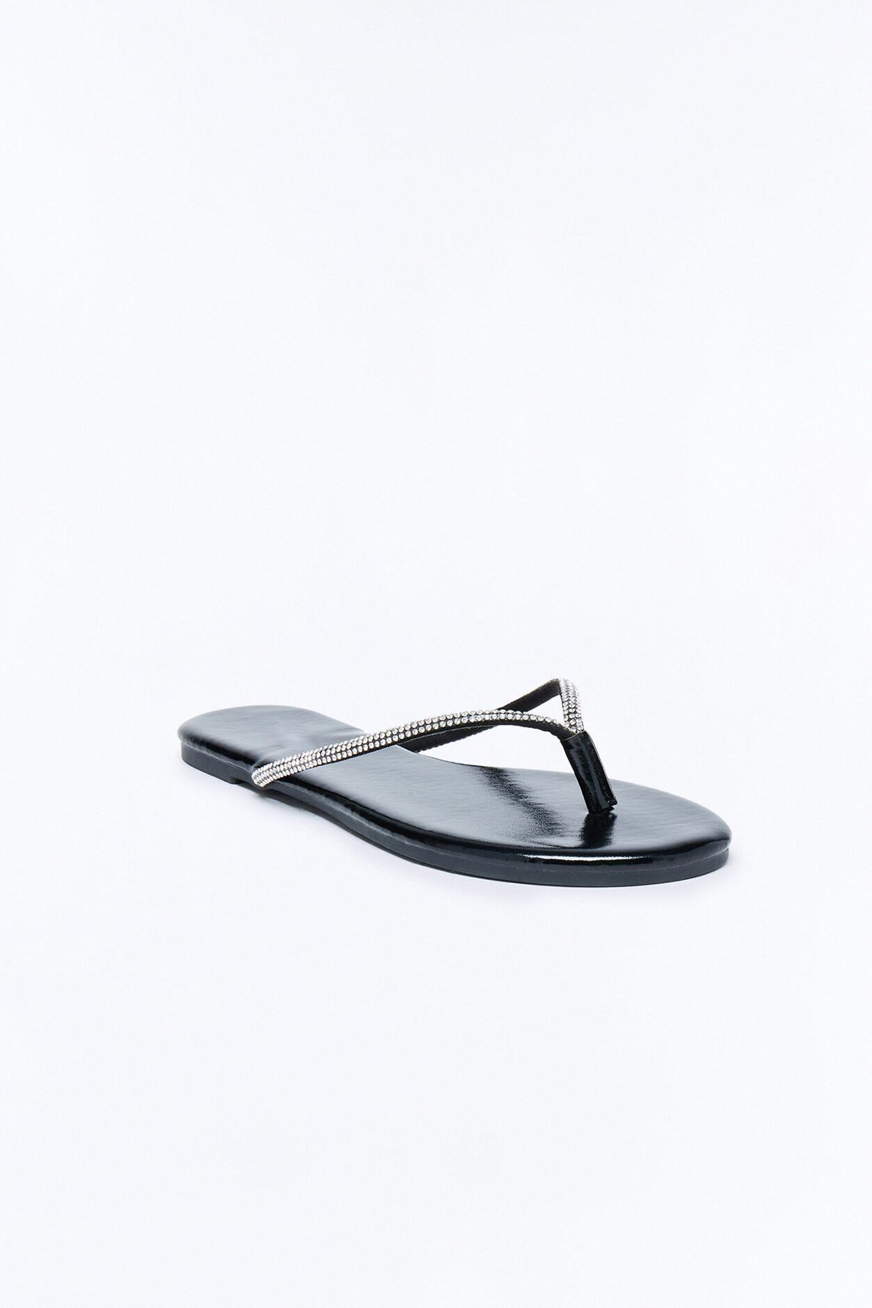 Kiko Rhinestone Trim Flip Flops - Black