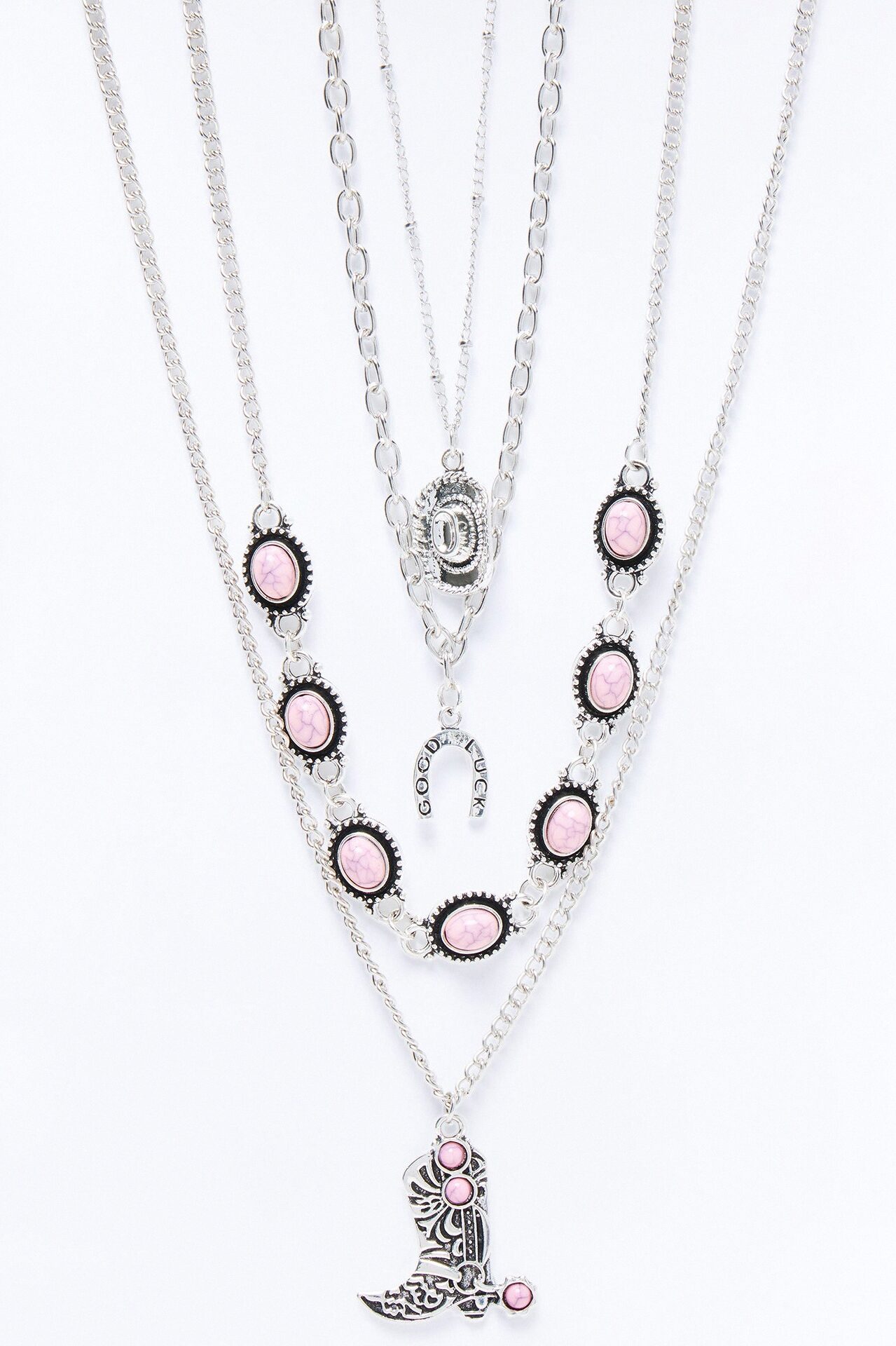 Western Charm Layered Necklace - Silver/Combo