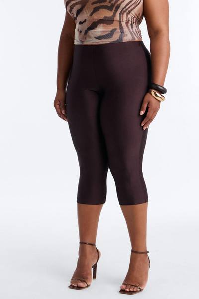 Tricot Low Rise Clean Waistband Capri Legging - Chocolate