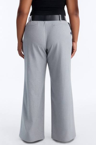 Angelina Low Rise Belted Straight Leg Trouser - Grey