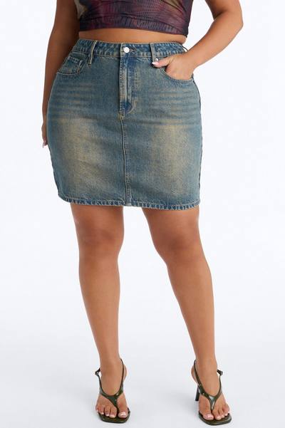 Rayna Denim Midi Pencil Skirt - Vintage Wash