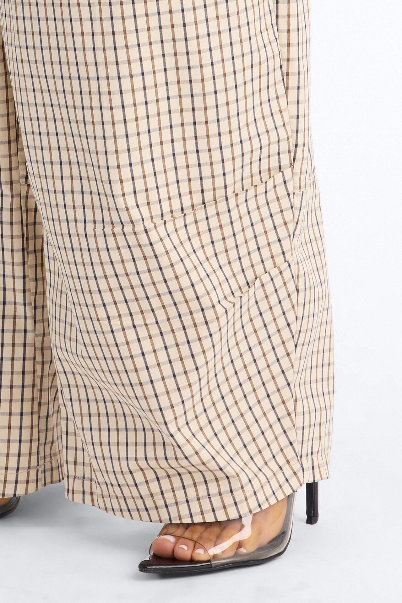 Kiyla Barrel Leg Mid Rise Pant - Sand/combo