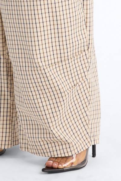 Kiyla Barrel Leg Mid Rise Pant - Sand/combo