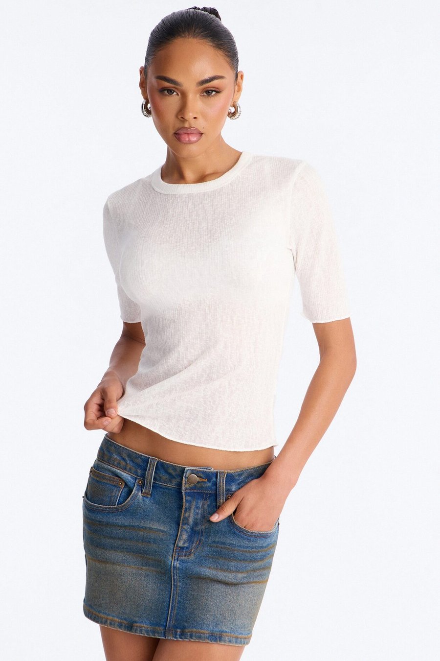 Bring You Back Ribbed Baby Tee - White