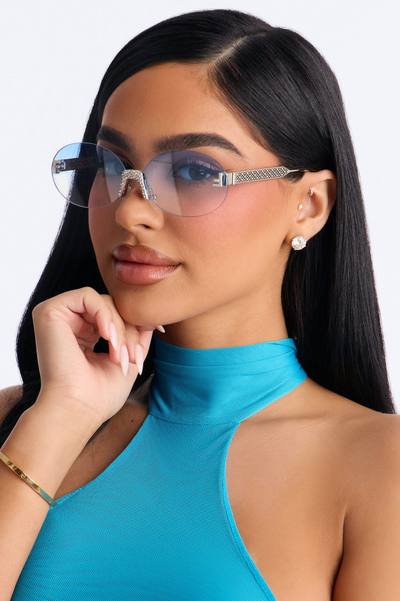 Aurora Crystal Sunglasses - Silver/Blue