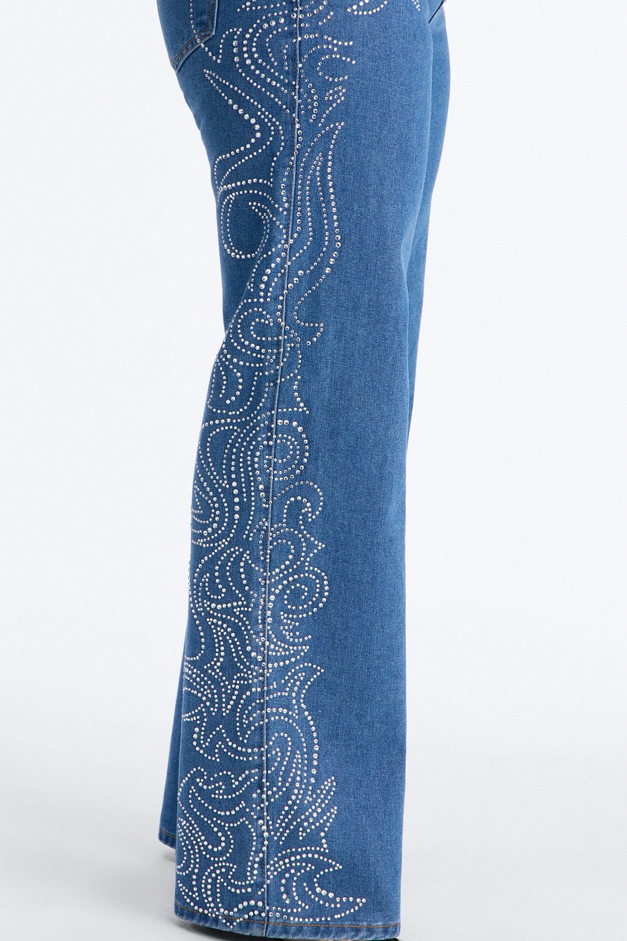 Out West Embellished Straight Leg Jeans - Dark Wash