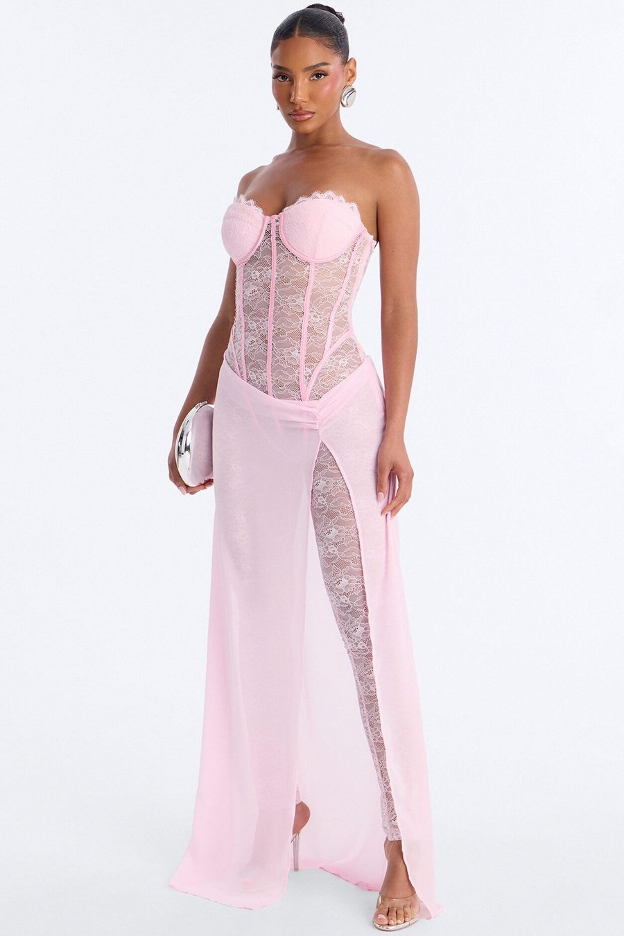 Illiana Lace Draped Catsuit - Pink
