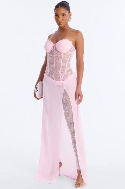 Illiana Lace Draped Catsuit - Pink
