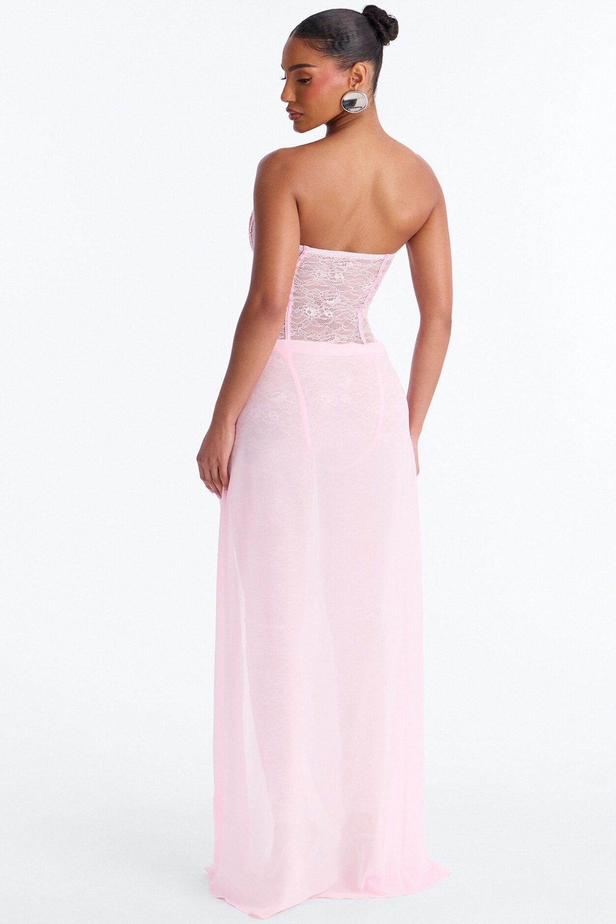Illiana Lace Draped Catsuit - Light Pink