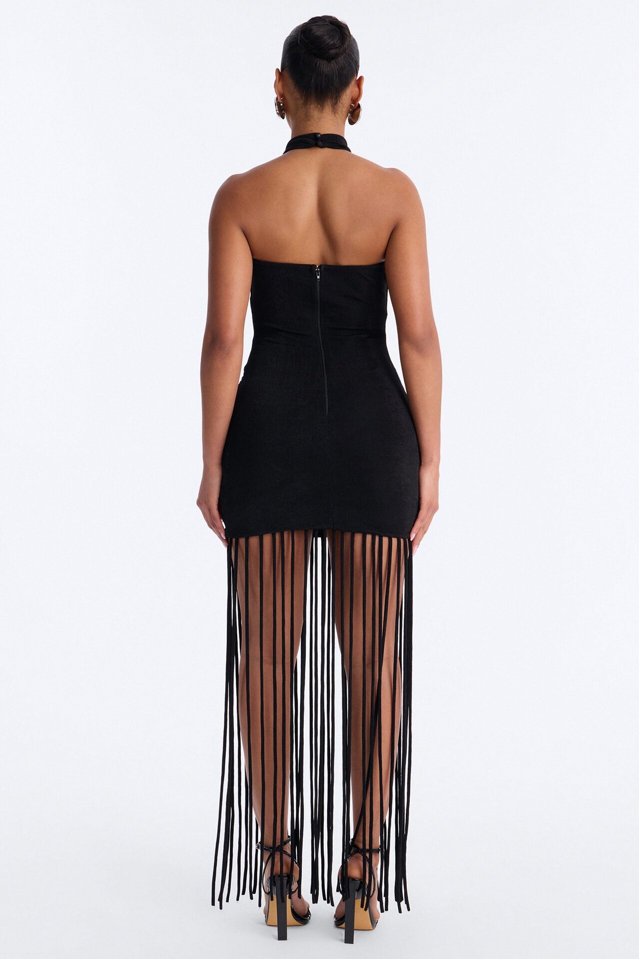 Rosalie Fringe Trim Maxi Dress - Black