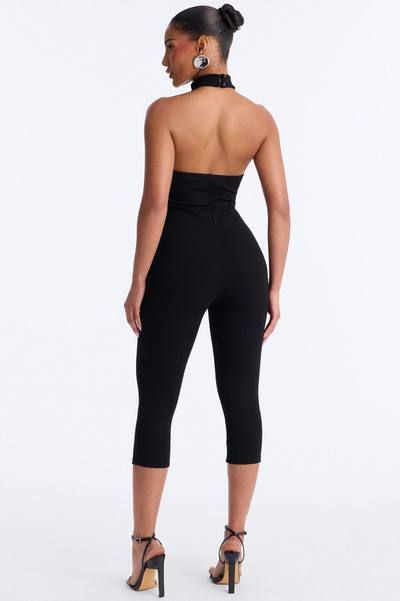 Jemma High Neck Snatched Capri Jumpsuit - Black