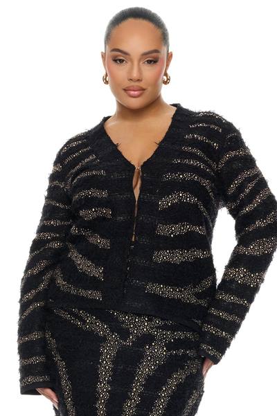 Meagan Embellished Tweed Jacket - Black